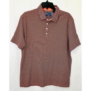 Charleston Threads Golf Polo Shirt-Men's Large- Navy & Orange Striped Activewear